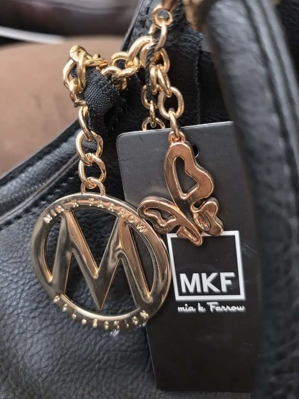 NWT MKF Collection Mia K. Farrow 7109 Black Faux Leather Hobo Shoulder Bag